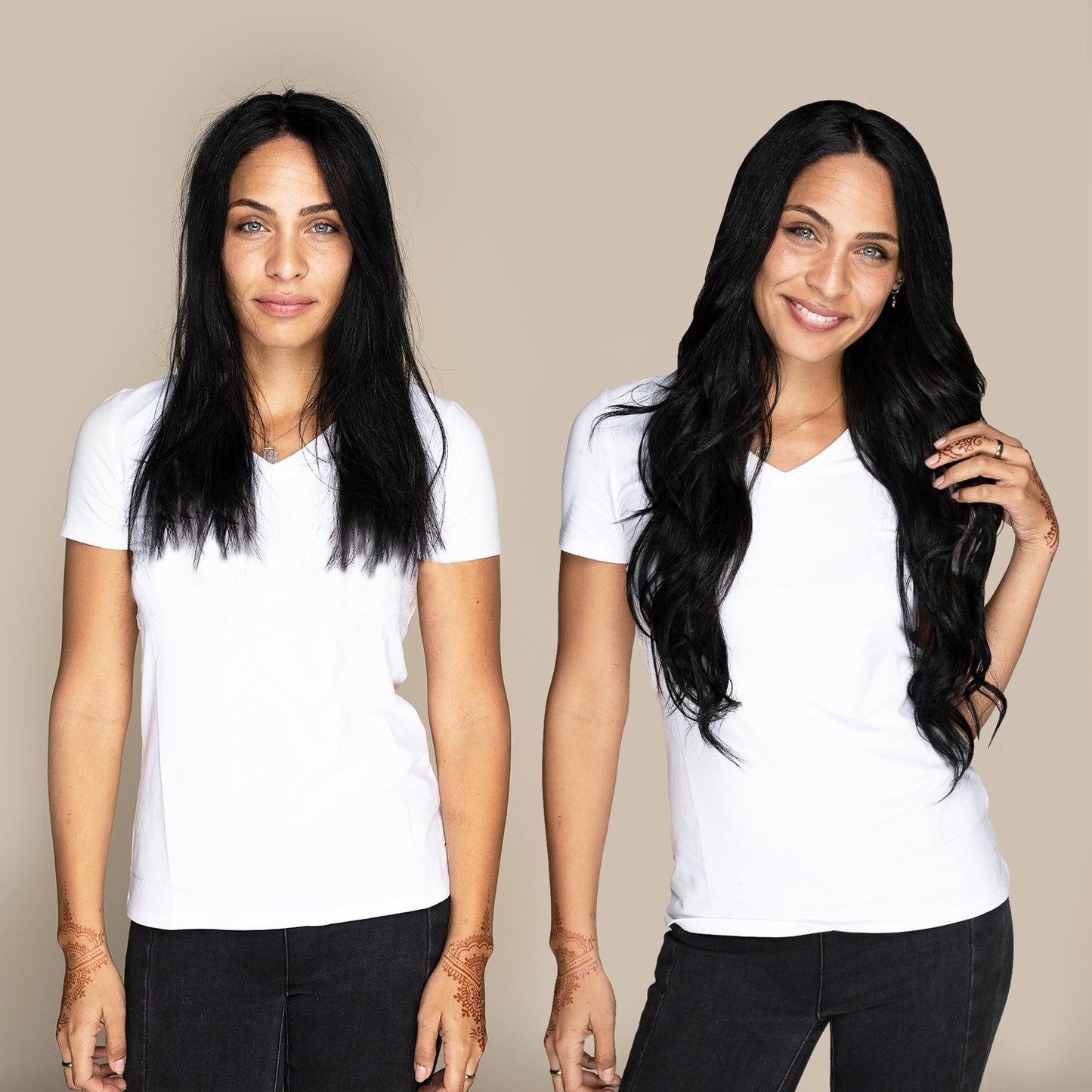 The Audrey - #1 Noir (aka Jet Black) 22" Seamless Clip-In Hair Extensions (Volume Bundle)