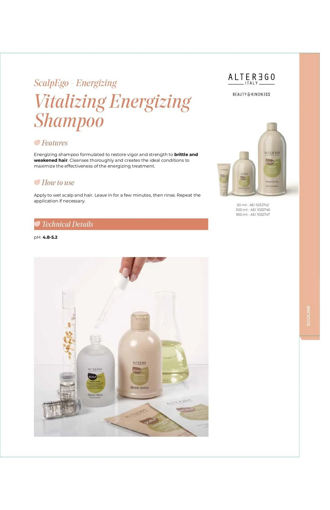 Alter Ego Italy ScalpEgo — Energizing Shampoo / 950 ML / 32.1 oz