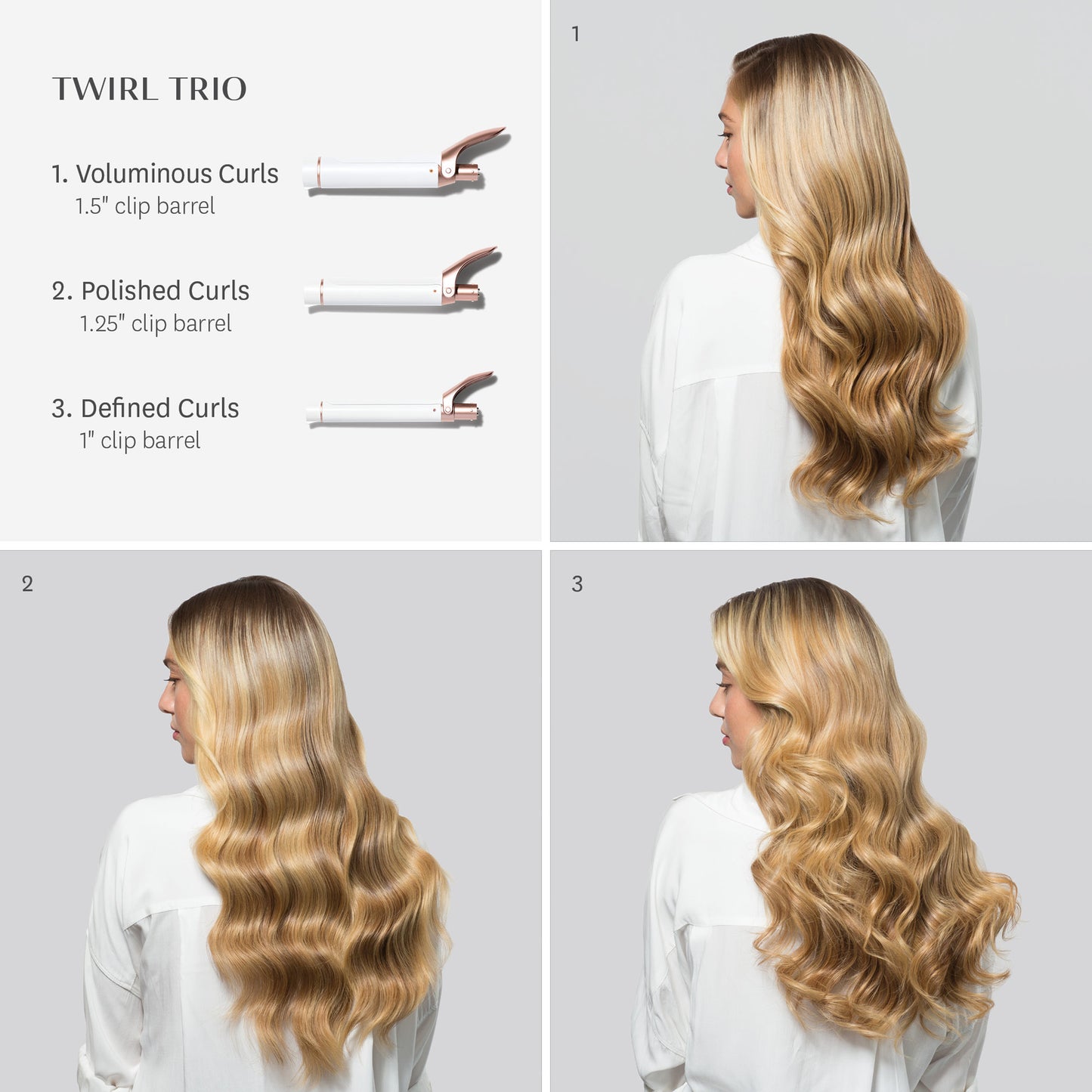 T3 Twirl Trio Interchangeable Clip Curling Iron Set