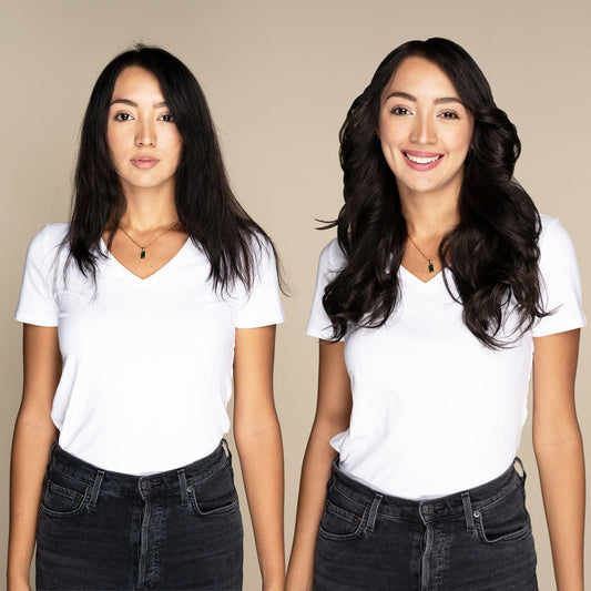 The Marilyn - #1B Midnight (aka Off Black) 16" Seamless Clip-In Hair Extensions (Volume Bundle)