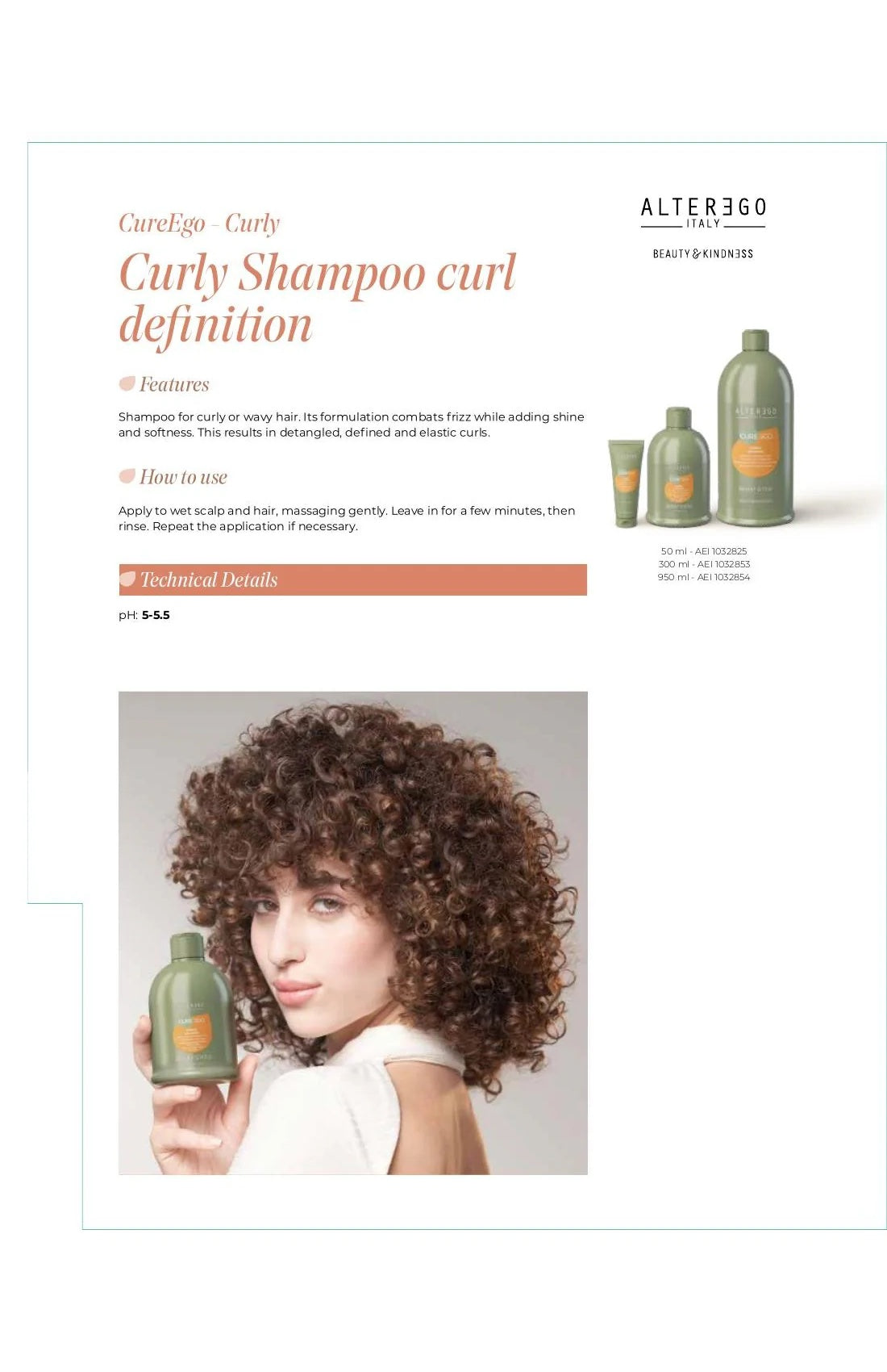 Alter Ego Italy CureEgo — Curly Hair Shampoo / 950 ML / 32.1 oz