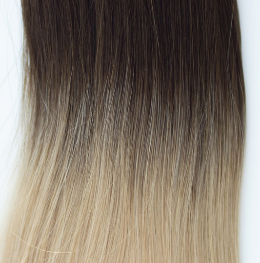 Tape-In 22" 50g Single Donor Virgin - #2/18 Café Noir Balayage (aka Balayage Dark Brown/Dirty Blonde)