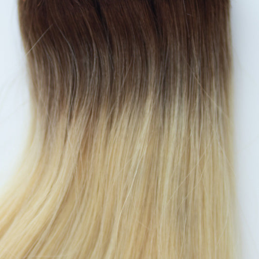 Tape-In 22" 50g Single Donor Virgin - #T3/60 Cocoa Rooted Blonde (aka Rooted Walnut Brown/Ash Blonde)