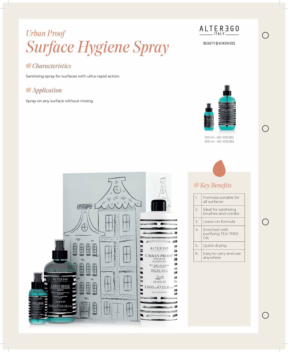 Alter Ego Italy Urban Proof — Surface Hygiene Spray / 300 ML / 6.76 oz