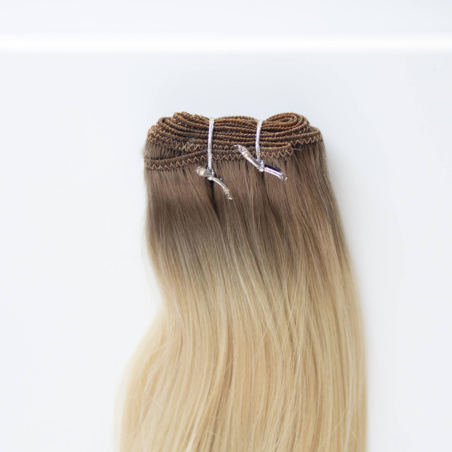 Machine Weft 28" 180g Pro Blend Hair Extensions - #T1CC/80 Smokey Blonde (aka Cool Mochachino Brown/White Blonde)