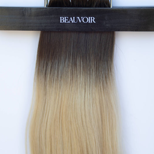 Machine-Tied Weft 24" 170g Pro Blend Hair Extensions -  #2/18 Café Noir Balayage (aka Balayage Dark Brown/Dirty Blonde)