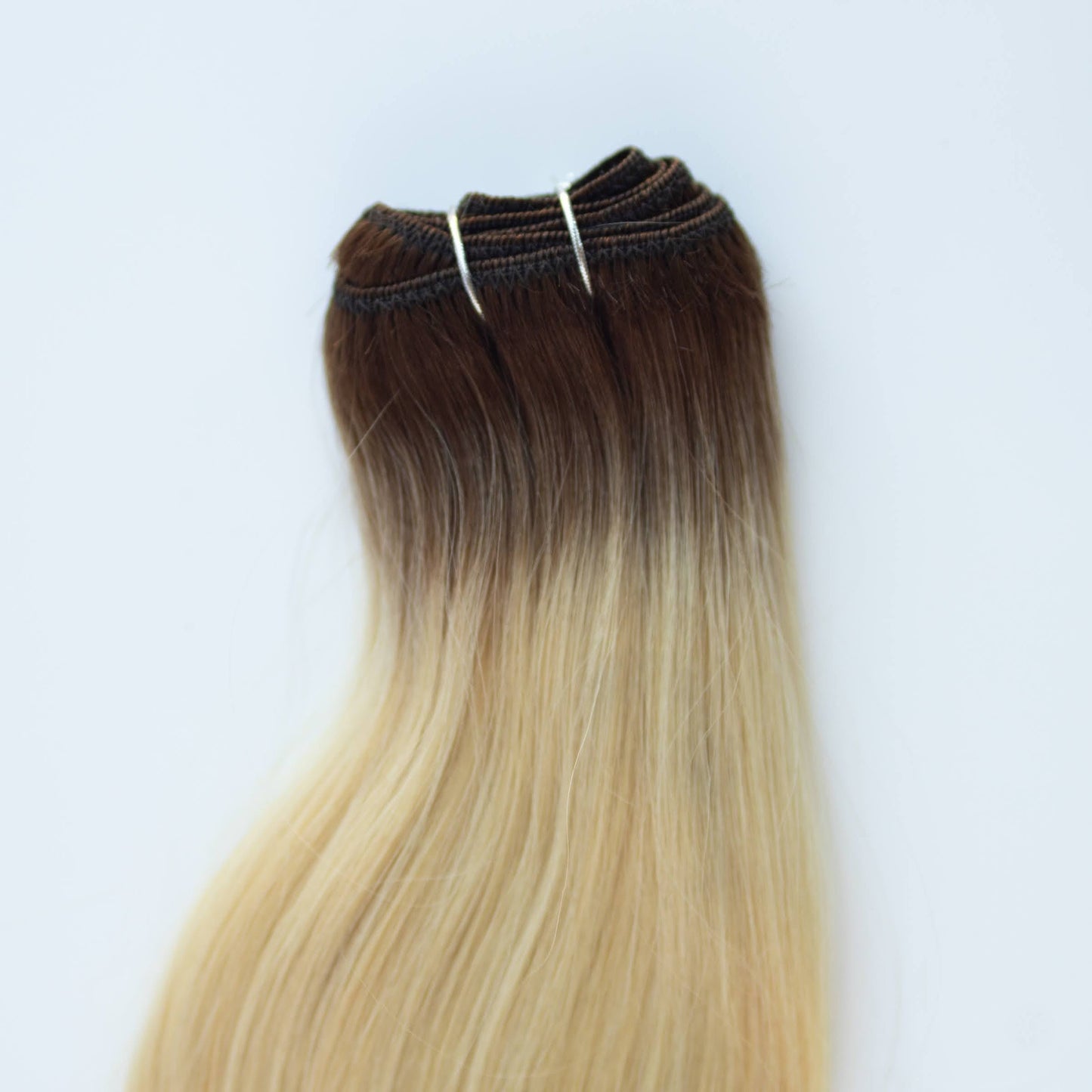 Machine-Tied Weft 20" 145g Pro Blend Hair Extensions - #T3/60 Cocoa Rooted Blonde (aka Rooted Walnut Brown/Ash Blonde)