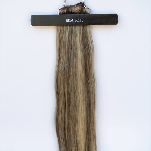 Machine-Tied Weft 24" 170g Single Donor Virgin - #4/27 Chocolate Brulé (aka Highlight Chocolate Brown)