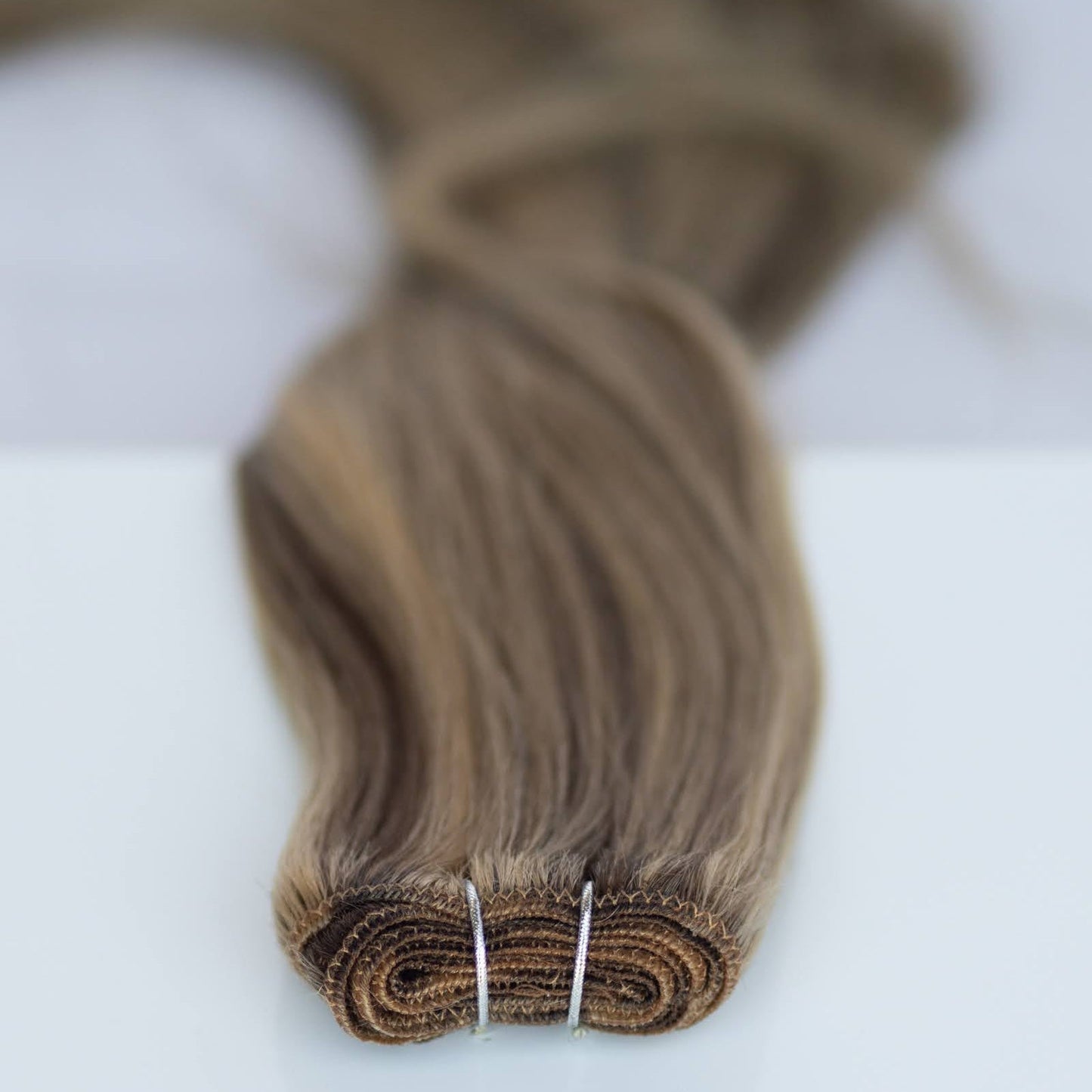 Machine-Tied Weft 22" 160g Single Donor Virgin - #4/27 Chocolate Brulé (aka Highlight Chocolate Brown)