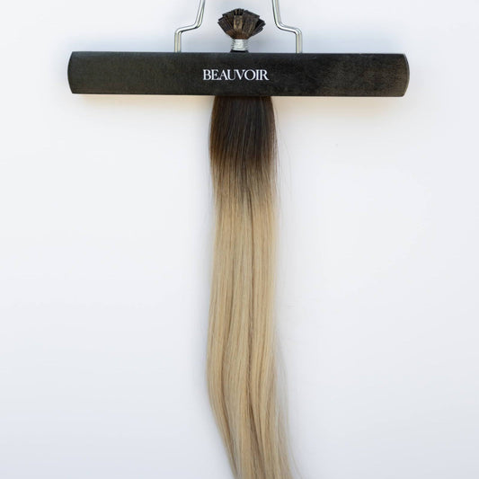 K-Tip 24" 25g Pro Blend Hair Extensions - #2/18 Café Noir Balayage (aka Balayage Dark Brown/Dirty Blonde)