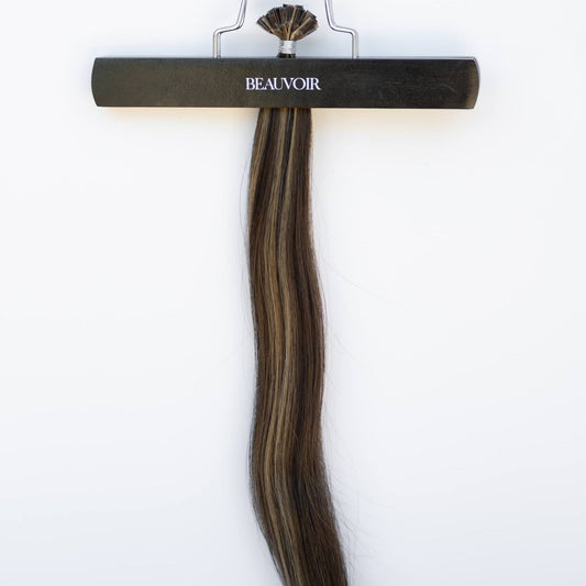 K-Tip 16" 25g Pro Blend Hair Extensions - #1B/2/6 Dark Chocolate Caramel (aka Piano Key Chocolate Drip)