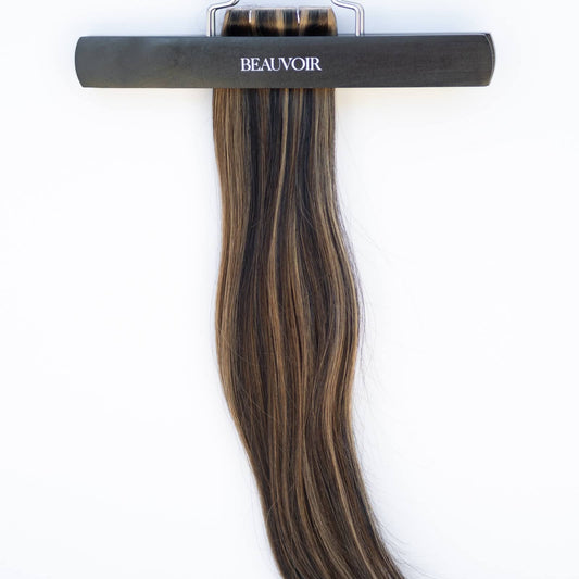 Butterfly Weft 16" 50g Pro Blend -  #1B/2/6 Dark Chocolate Caramel (aka Piano Key Chocolate Drip)
