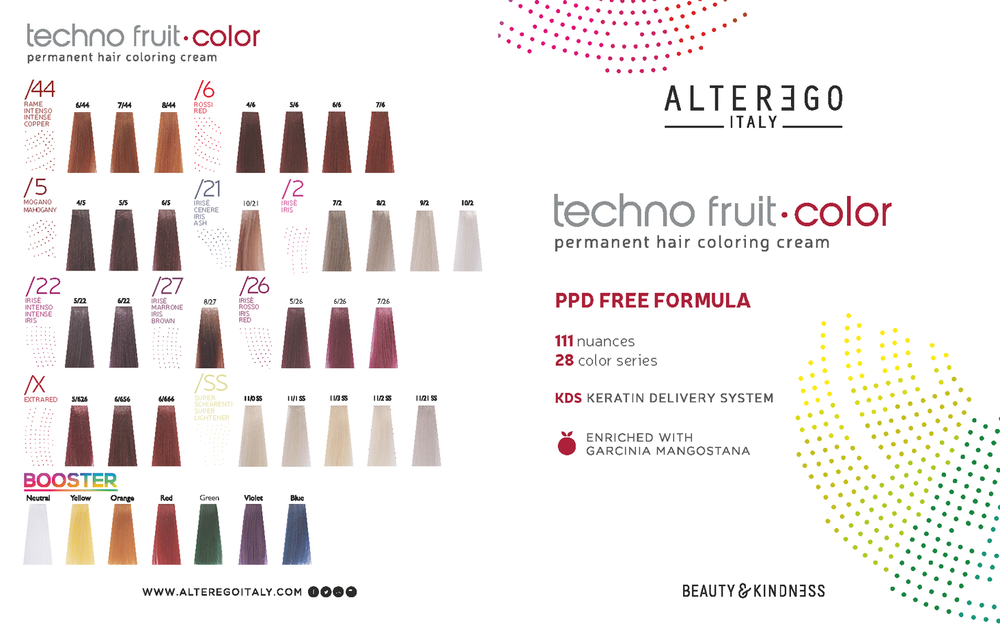 Alter Ego Italy Technofruit Color — Shades List Section 1 / 100 ML